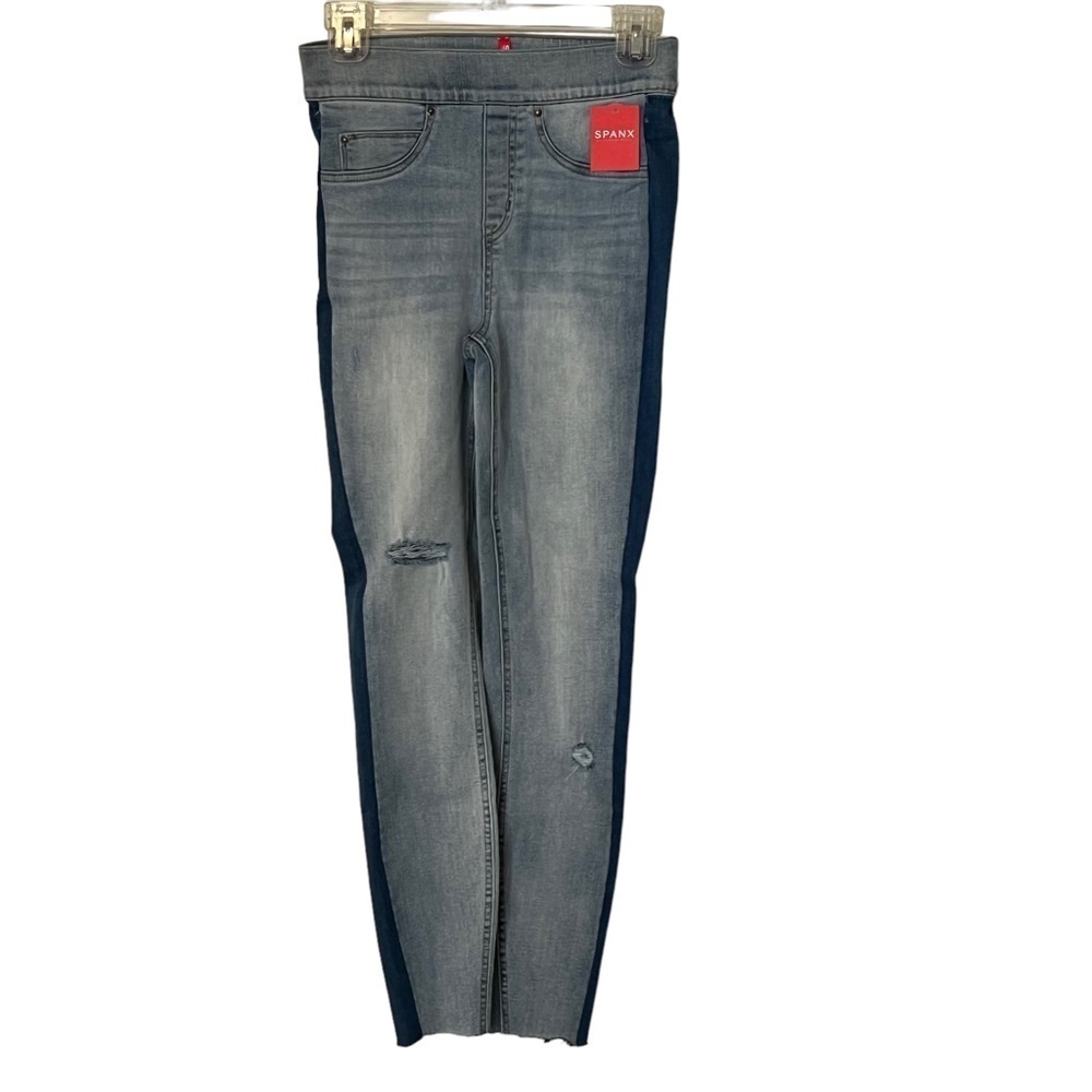 NWT SPANX Side Stripe Jeans in lightwash S Stretchy High Waist - Picture 6 of 14